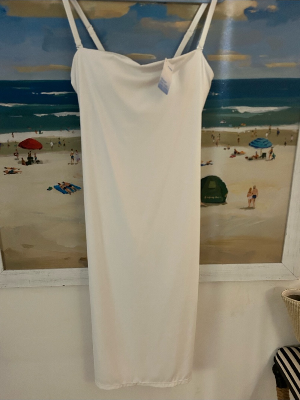 Populist Shapewear Classic White Slip Dress - Minimal Spaghetti Strap - Picture 1 of 7